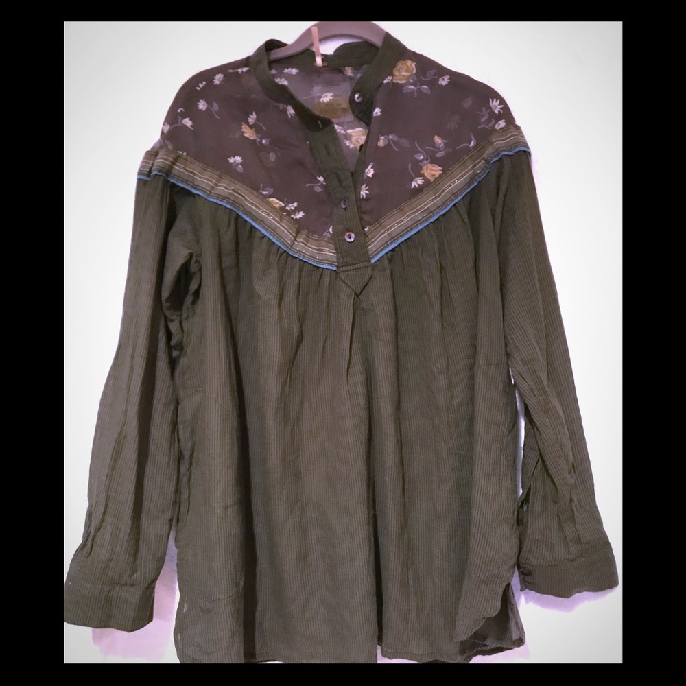 NWT FREE PEOPLE Boho Gauze Peasant Blouse XS